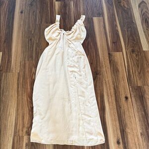 Abercrombie & Fitch Butter Yellow Maxi Dress with Adjustable Tie